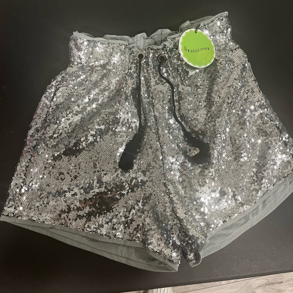 High Waist Silver Party Shorts